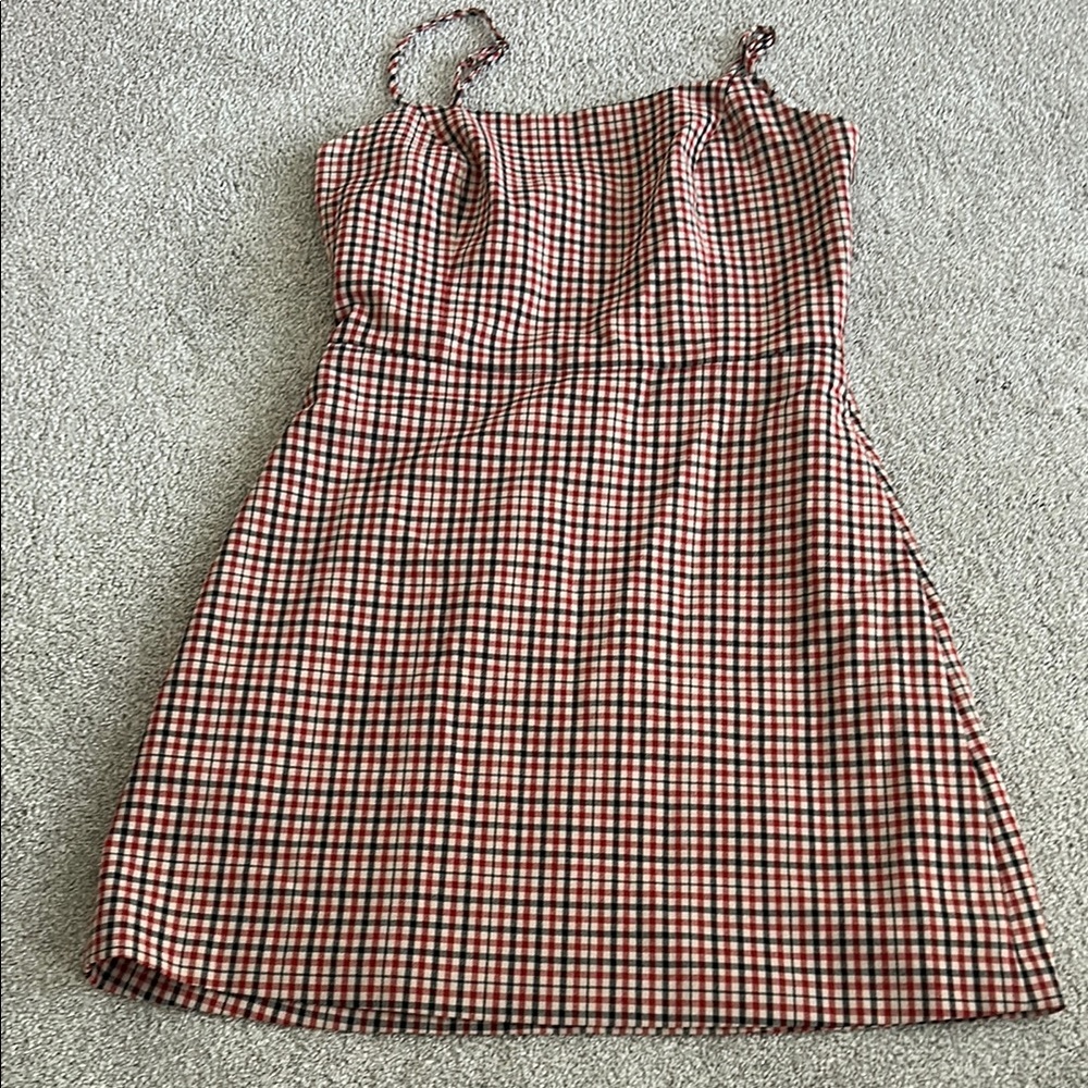 Aritzia Red and White Spaghetti Strap Sundress